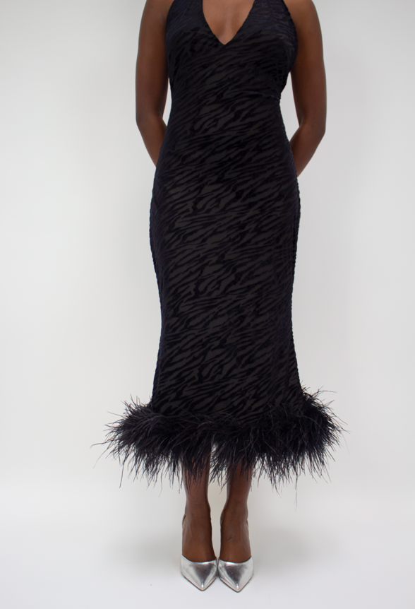 Midnight Noir Midi Dress